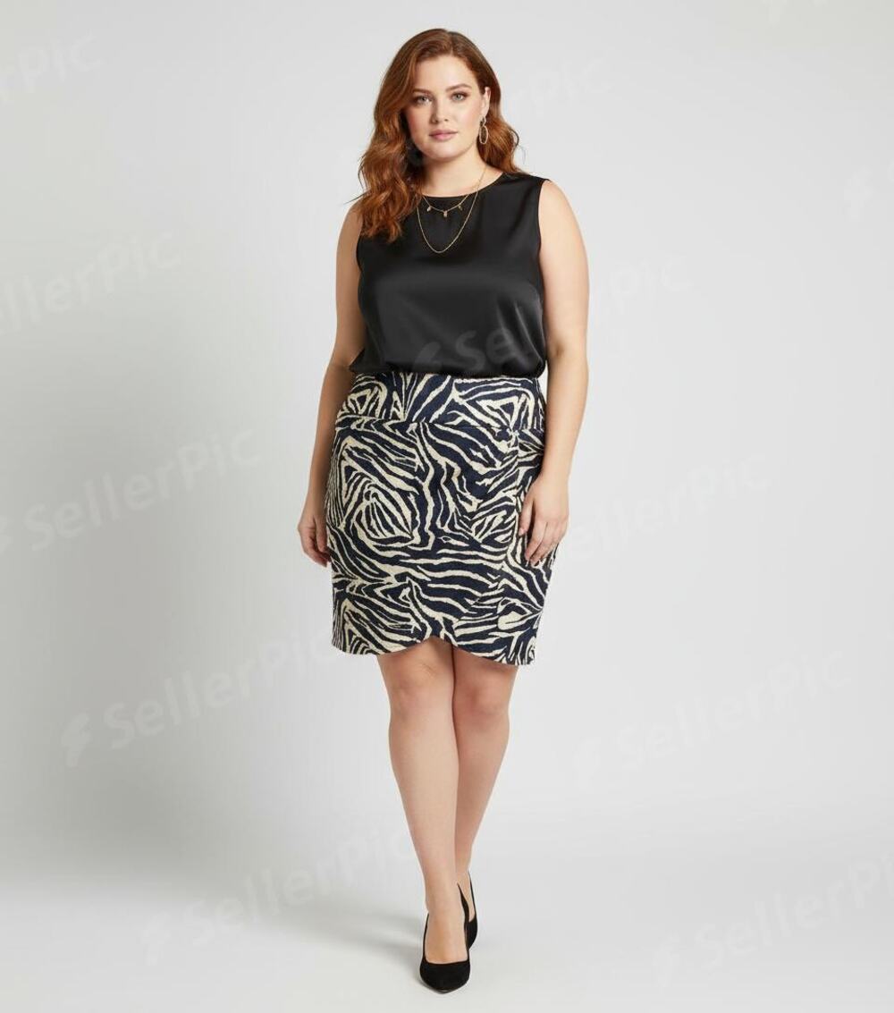 Lane Bryant Pencil Skirt SIZE 18 Animal Print Black Tan Jersey Knit NEW W TAGS